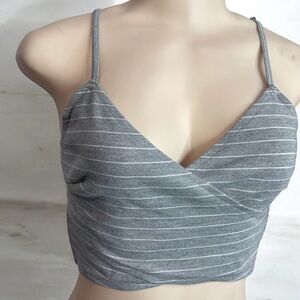 Gray Striped Crop Top
